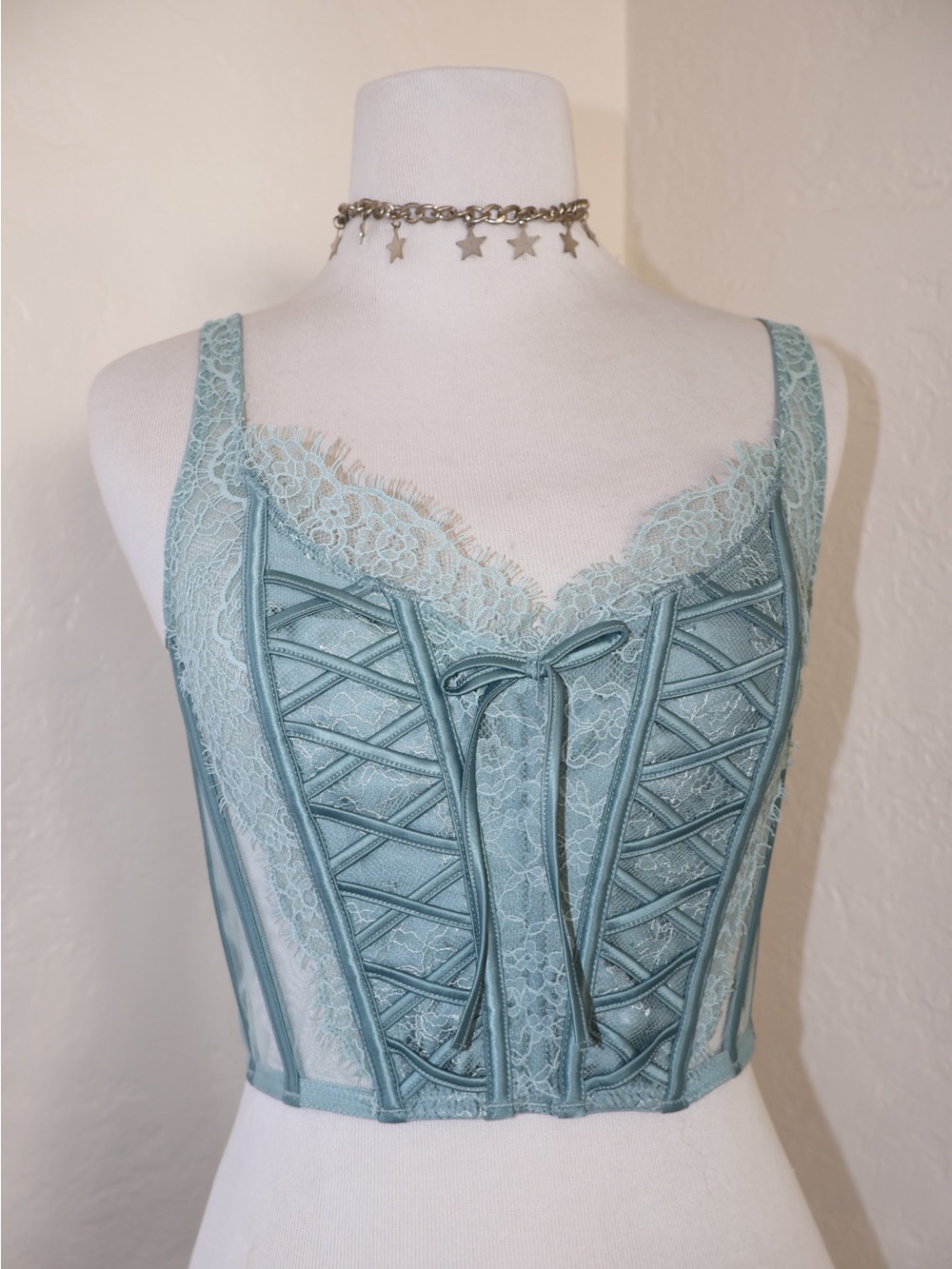 Victoria's Secret NWT Dream Angels Unlined Lace-Up Corset Top M